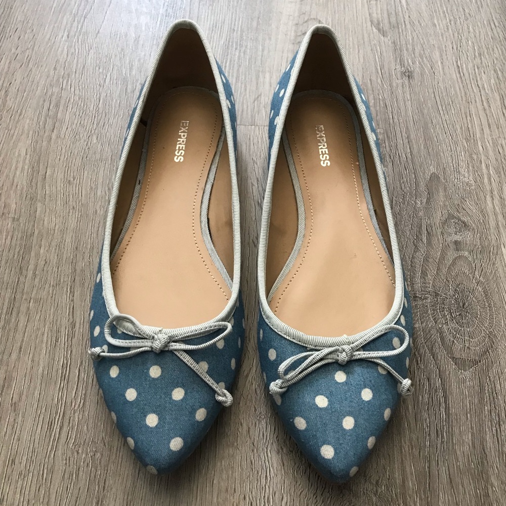 Express blue polka dot flats